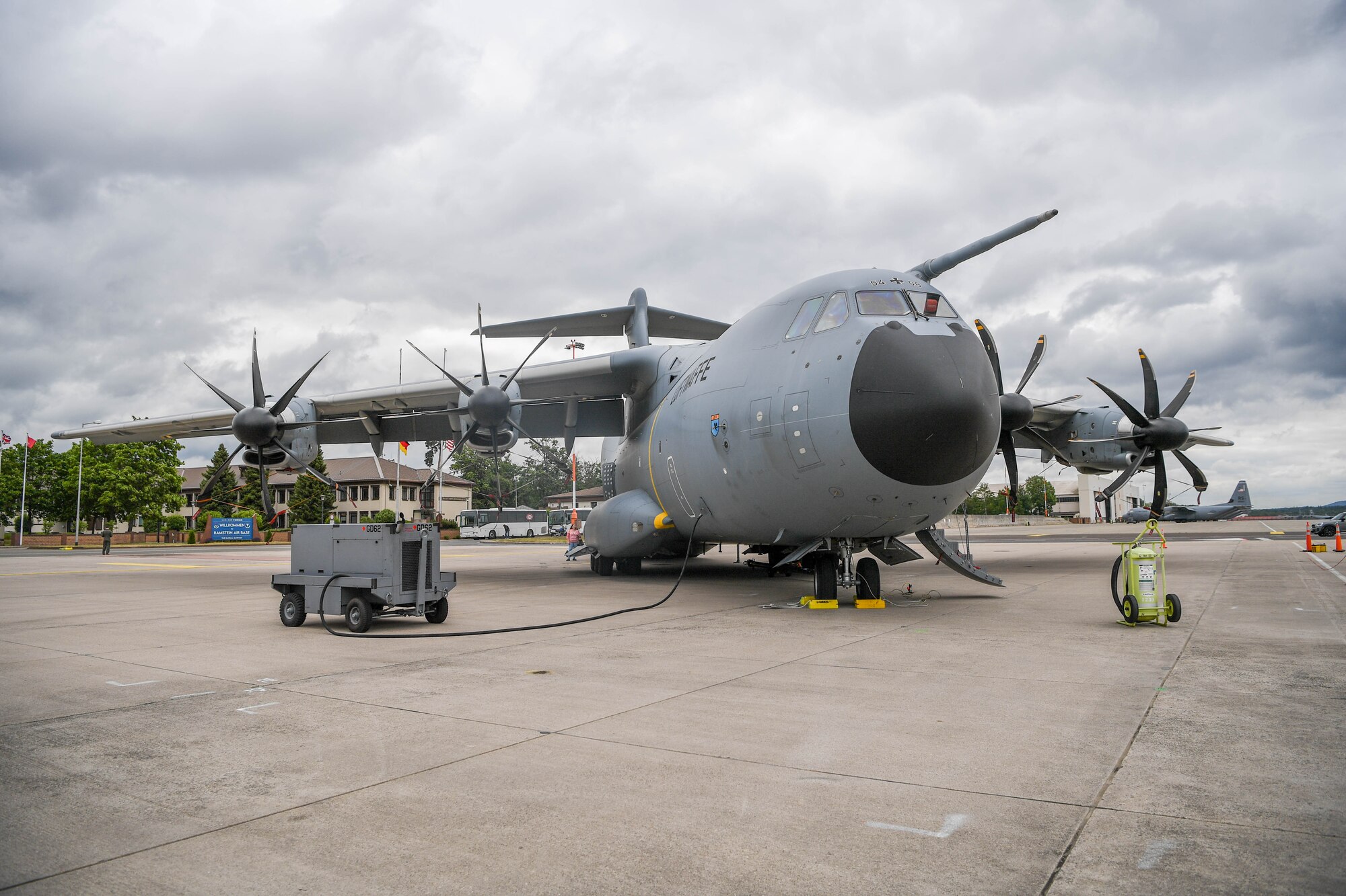 Aircraft are displayed on flightline.