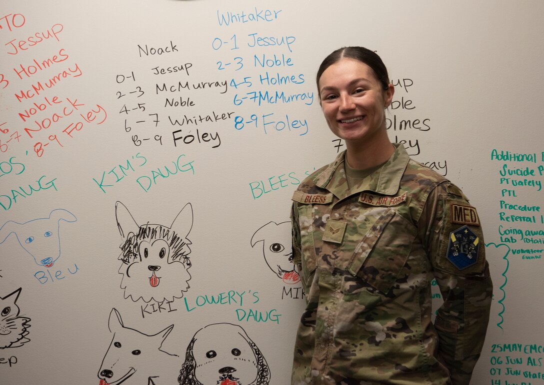 U.S. Air Force Senior Airman Brandie Bleess, 21st Medical Group, family health technician, is Peterson-Schriever Garrison’s June 2022 Outstanding Performer of the Month.