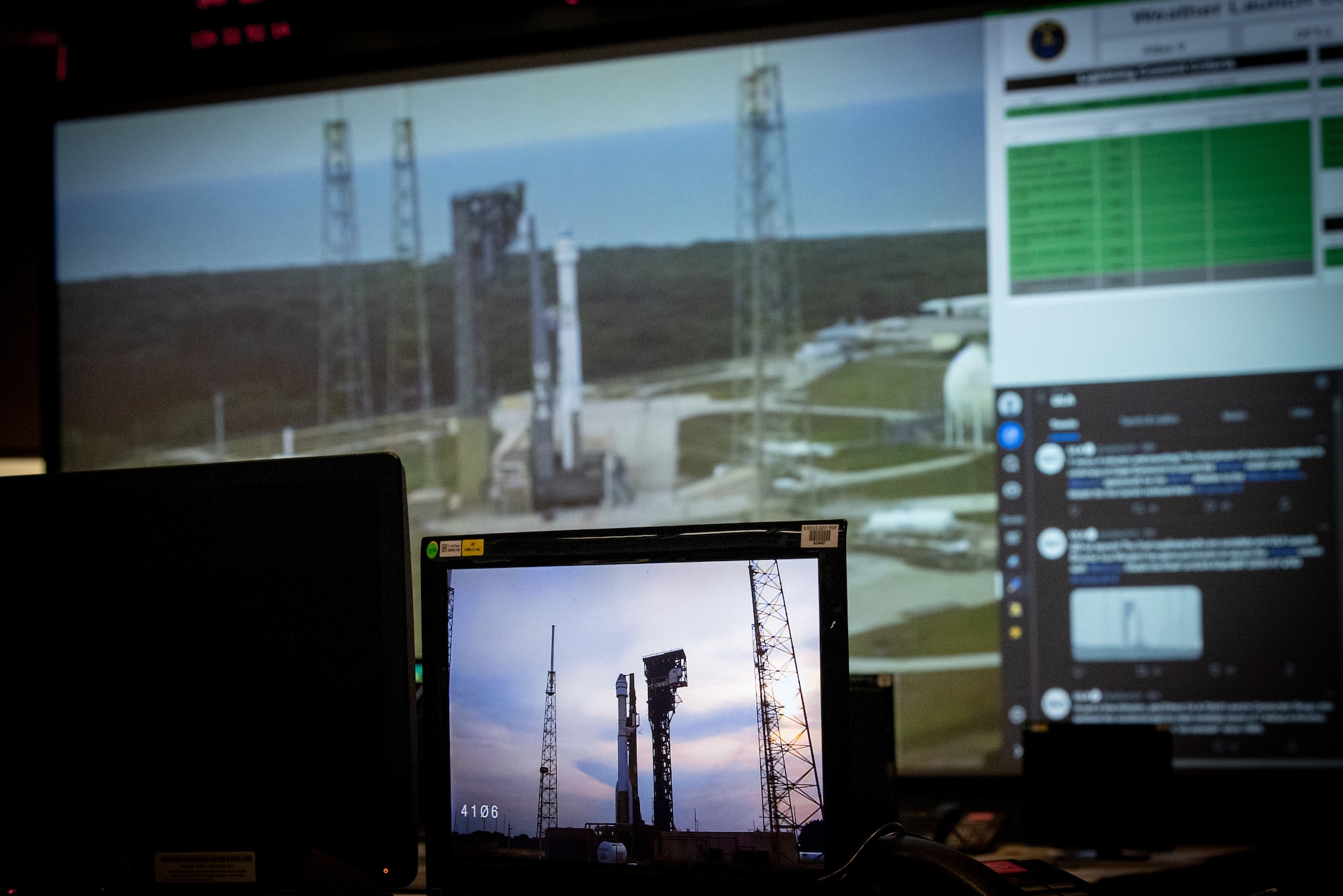 The 1st Range Operations Squadron range operations commanders manage operations inside the Morrell Operations Center in support of the Orbital Flight Test 2 launch, May 19, 2022, Cape Canaveral Space Force Station, Fla. The MOC supports every space launch from CCSFS and Kennedy Space Center. (U.S. Space Force photo by Senior Airman Dakota Raub)