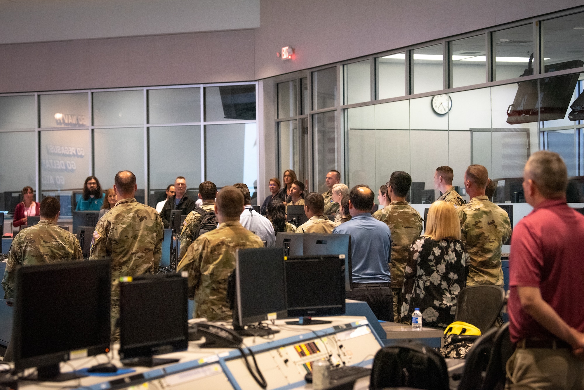 The 1st Range Operations Squadron conducts a hot wash after the Orbital Test Flight 2 launch, May 19, 2022, Cape Canaveral Space Force Station, Fla. The team discussed the successes of the mission as well as what they can improve on. (U.S. Space Force photo by Senior Airman Dakota Raub)