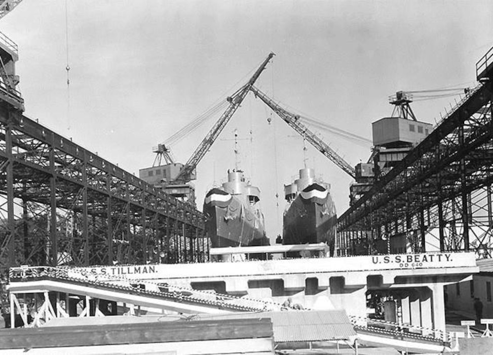USS Beatty and USS Tillman at Charleston Yard 1941