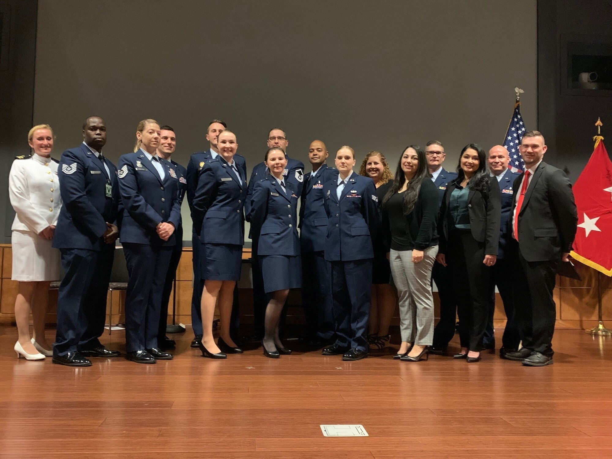 The Department of Defense Sexual Assault Prevention and Response Office honors Airmen and Guardians for their exceptional work with victim support and prevention programs at a ceremony at the Mark Center, Alexandria VA, on 17 May 2022.