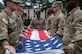 U.S. Soldiers fold a flag during a retreat ceremony as a part of the ‘Remember the Fallen’ festival at Joint Base Langley-Eustis, Virginia, May 26, 2022. Leading up to Memorial Day, JBLE held various events known as ‘Remember the Fallen’ to help commemorate the men and women who gave their lives in defense of the United States, its values, freedoms and liberties. (U.S. Air Force photo by Staff Sgt. Marcus M. Bullock)