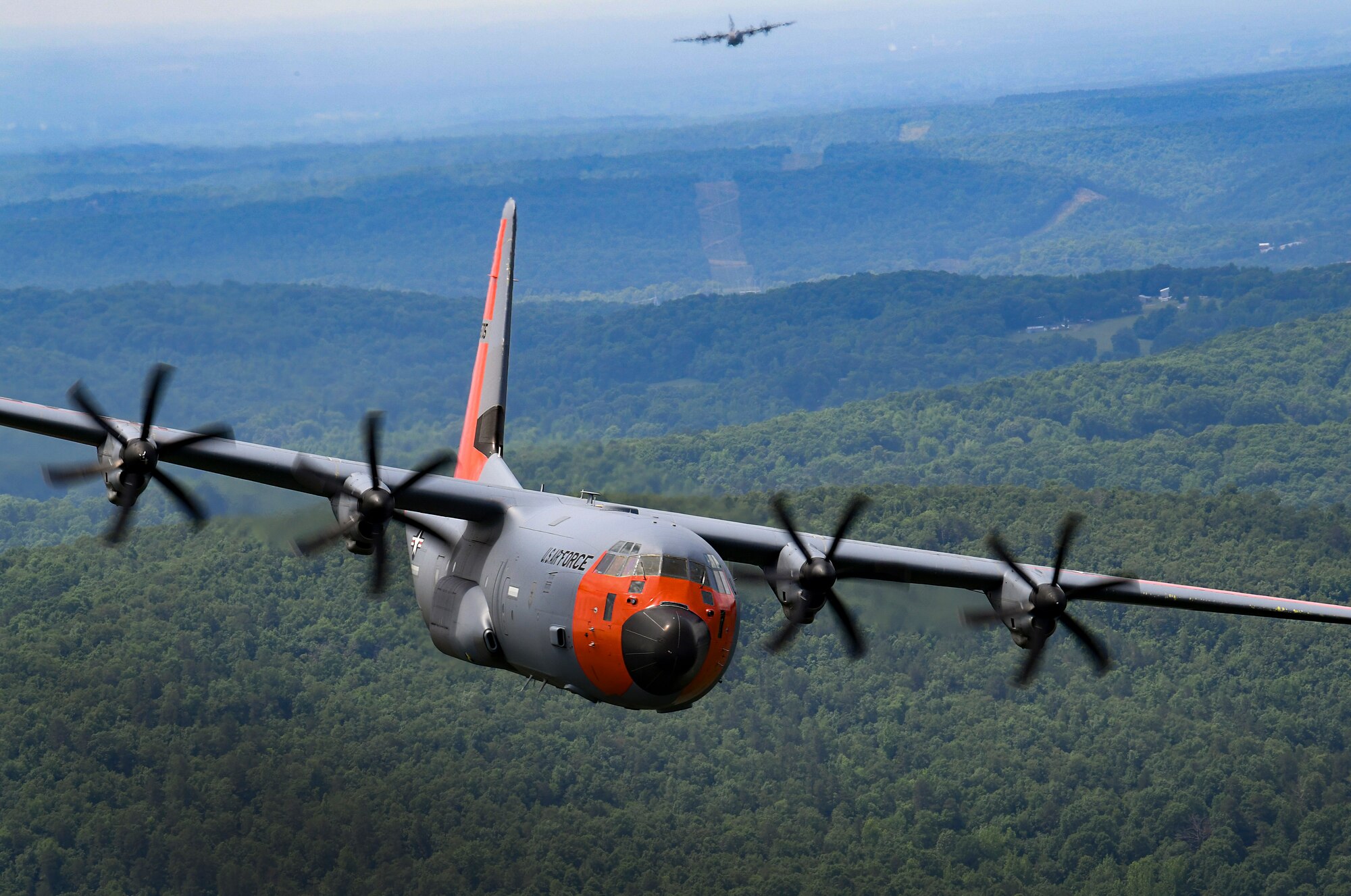 A C-130J Super Hercules flies over Central Arkansas