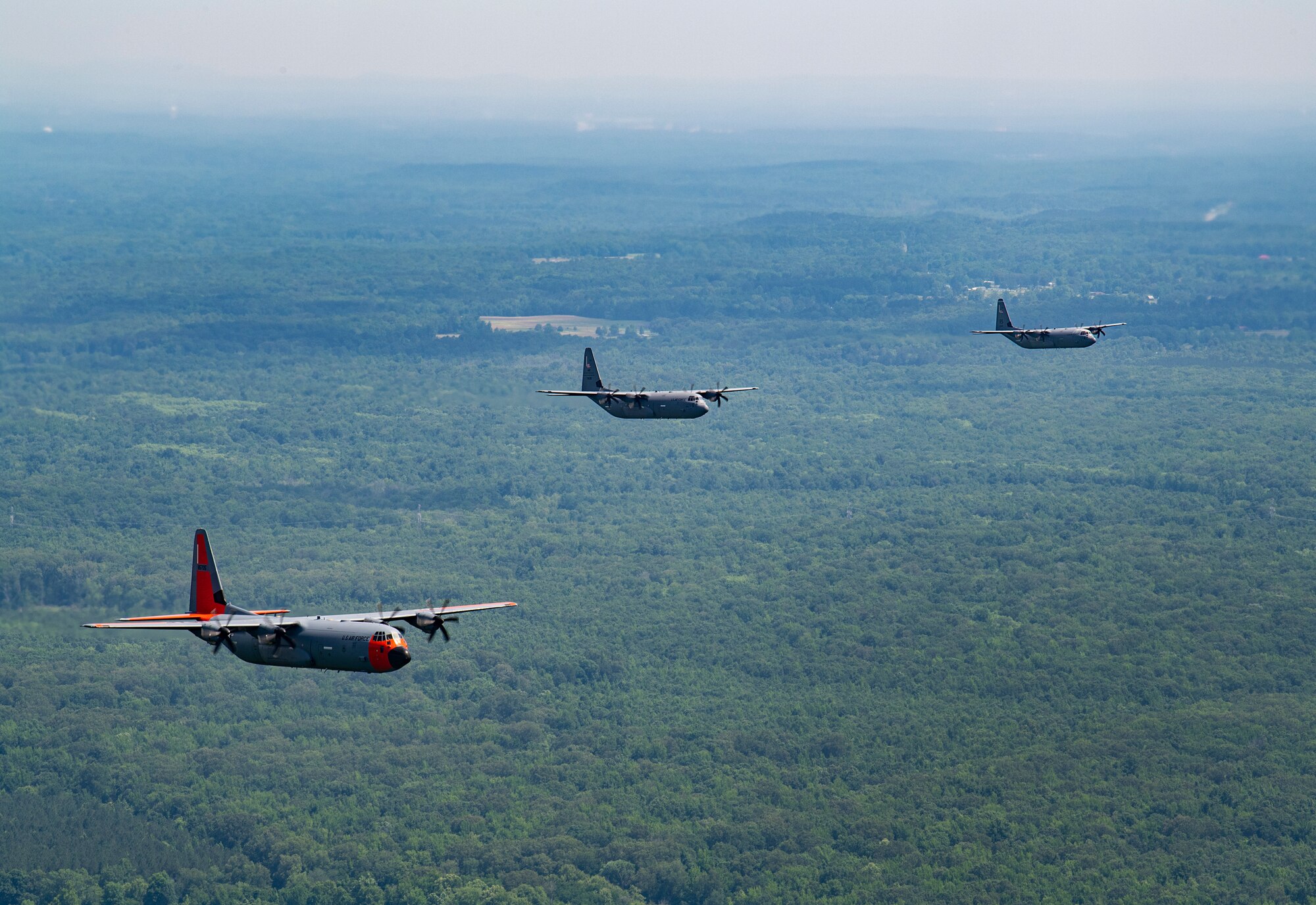 A C-130J Super Hercules flies over Central Arkansas