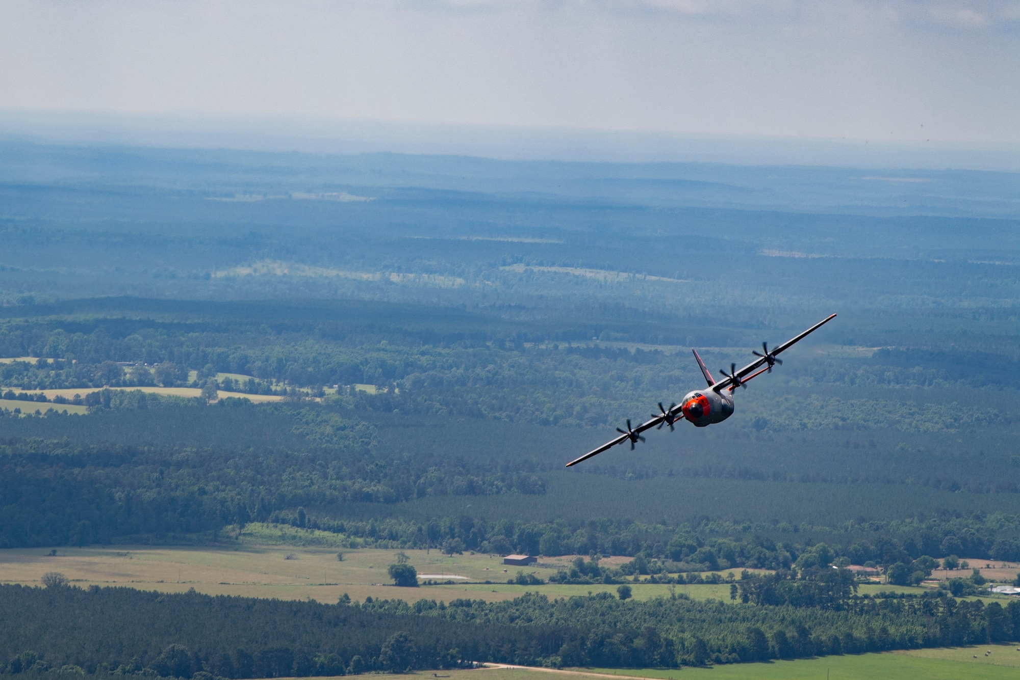 A C-130J Super Hercules flies over Central Arkansas