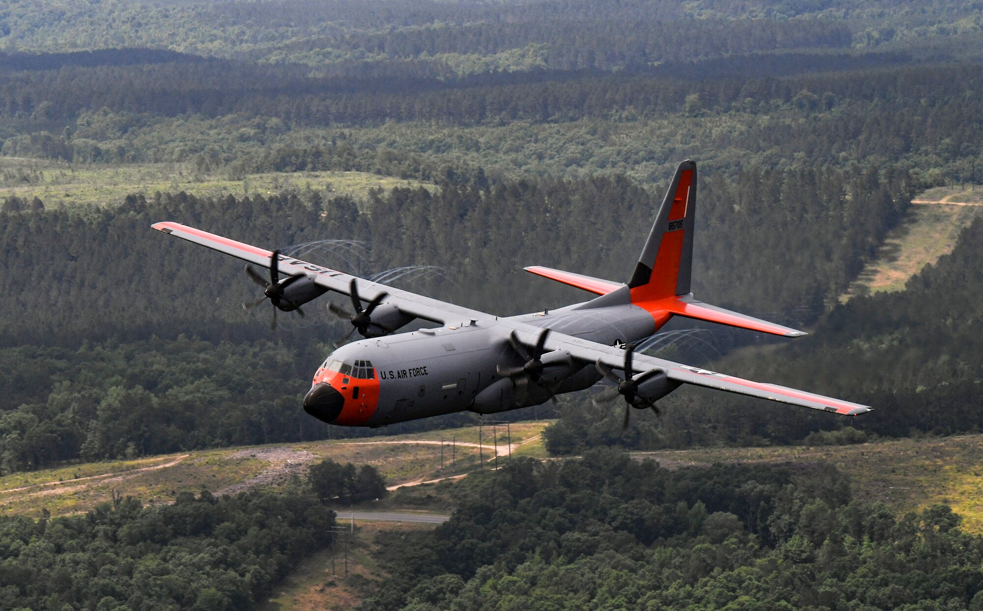 A C-130J Super Hercules flies over Central Arkansas