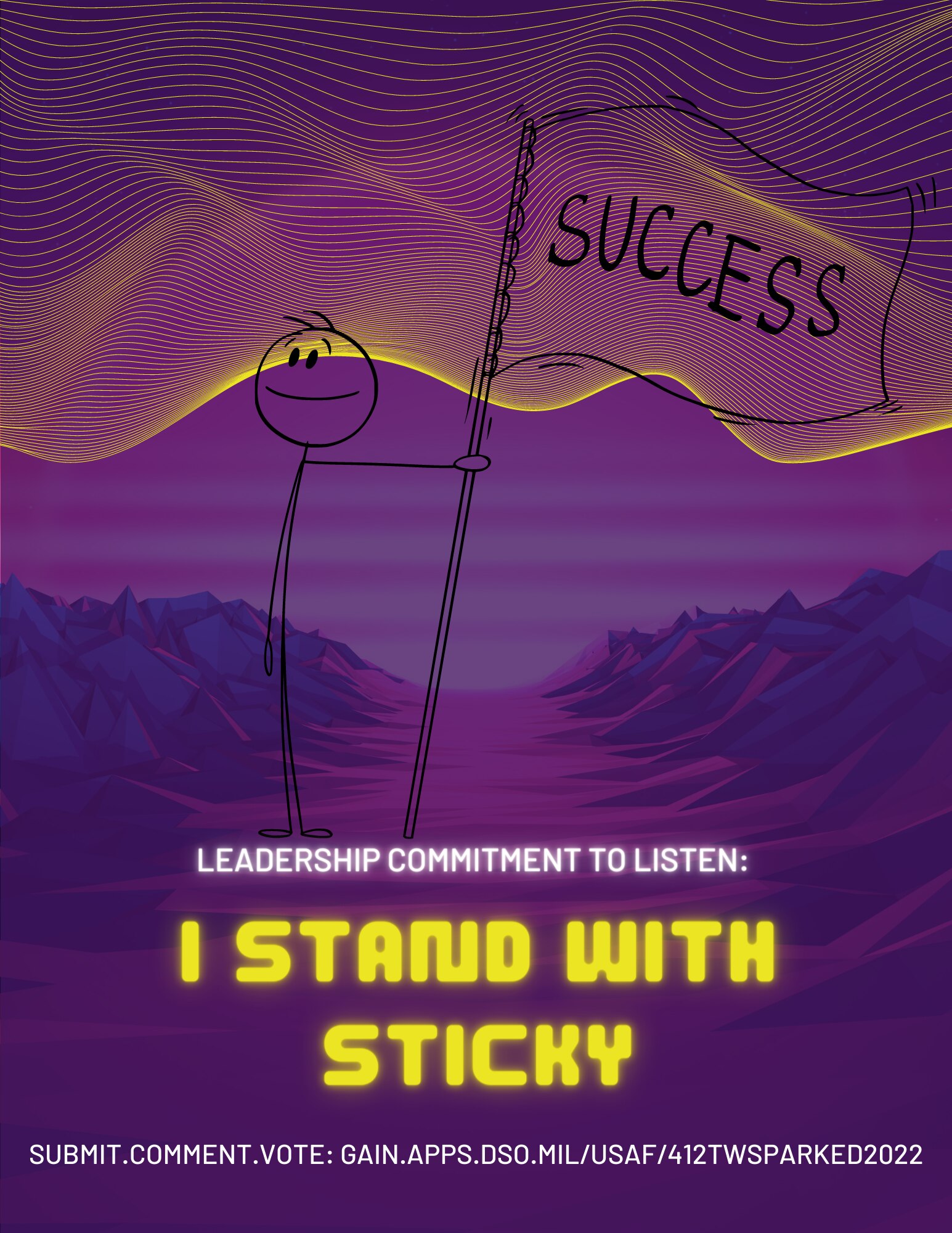 The 412th Test Wing Innovation Team, SparkED, announced their new mascot, Sticky McStickface, to help kick off their Innovation campaign.