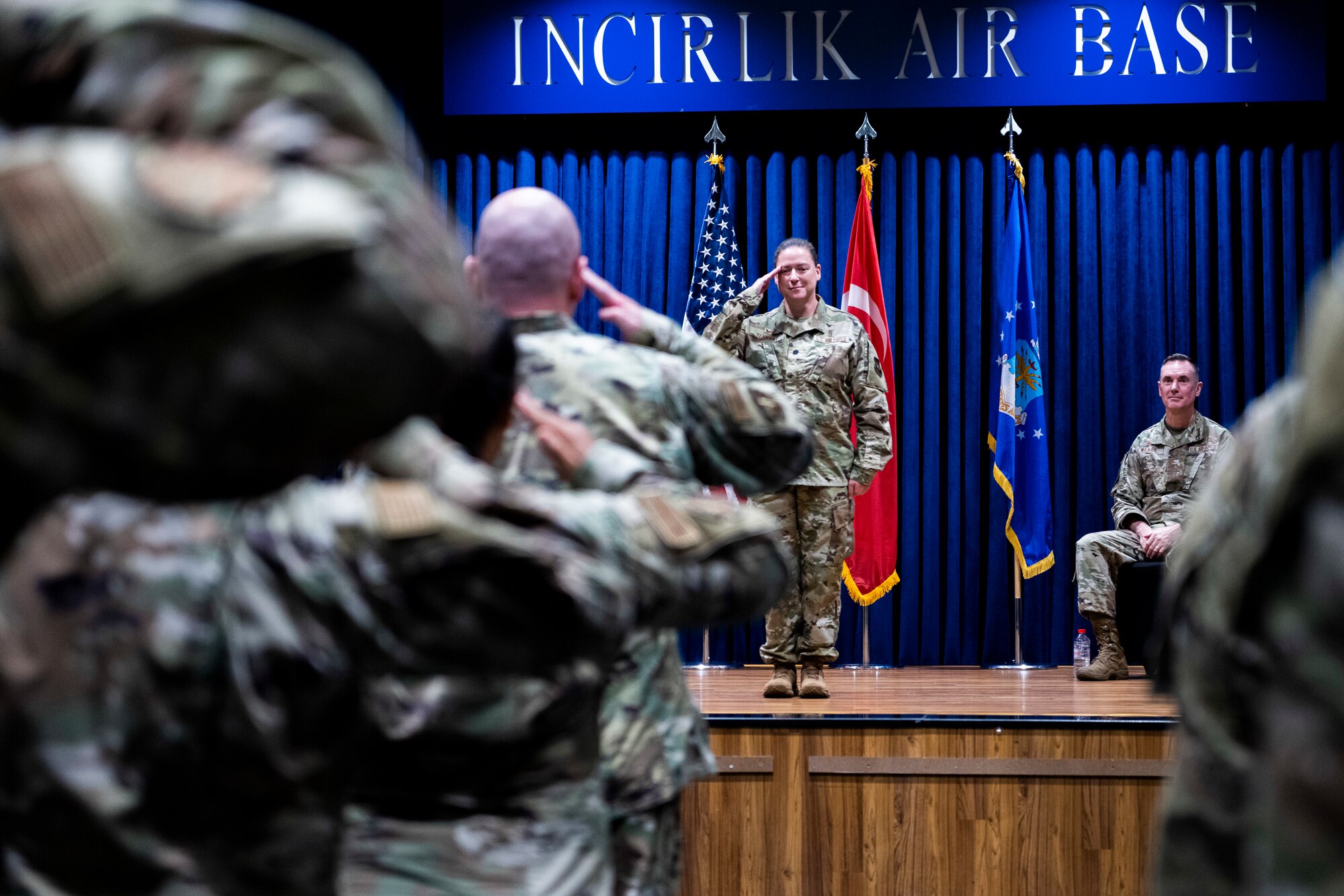 During the ceremony, Col. Christopher Kelly relinquished command to Col. Bradley Weast, 39th Medical Group commander, who then charged Lt. Col. Melissa Tennant with leading the squadron. The change of command ceremony is a long-standing military tradition that represents the formal transfer of responsibility from one officer to another.