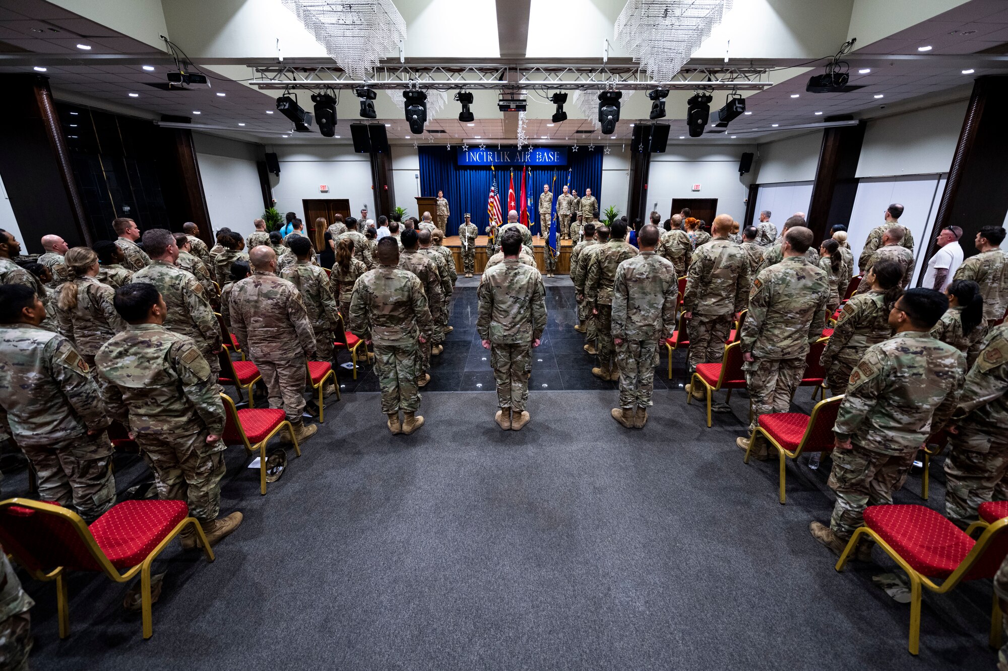 During the ceremony, Col. Christopher Kelly relinquished command to Col. Bradley Weast, 39th Medical Group commander, who then charged Lt. Col. Melissa Tennant with leading the squadron. The change of command ceremony is a long-standing military tradition that represents the formal transfer of responsibility from one officer to another.