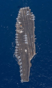 ADRIATIC SEA (May 31, 2022) The Nimitz-class aircraft carrier USS Harry S. Truman (CVN 75) transits the Adriatic Sea during NATO-led activity Neptune Shield 22, May 31, 2022. Neptune Shield 22 is the natural evolution of NATO's ability to integrate the high-end maritime warfare capabilities of an Aircraft Carrier Strike Group, an Amphibious Ready Group and a Marine Expeditionary Unit to support the defense of the alliance. The Harry S. Truman Carrier Strike Group is on a scheduled deployment in the U.S. Naval Forces Europe area of operations, employed by U.S. Sixth Fleet to defend U.S., allied and partner interests. (U.S. Navy photo by Mass Communication Specialist 3rd Class Crayton Agnew)