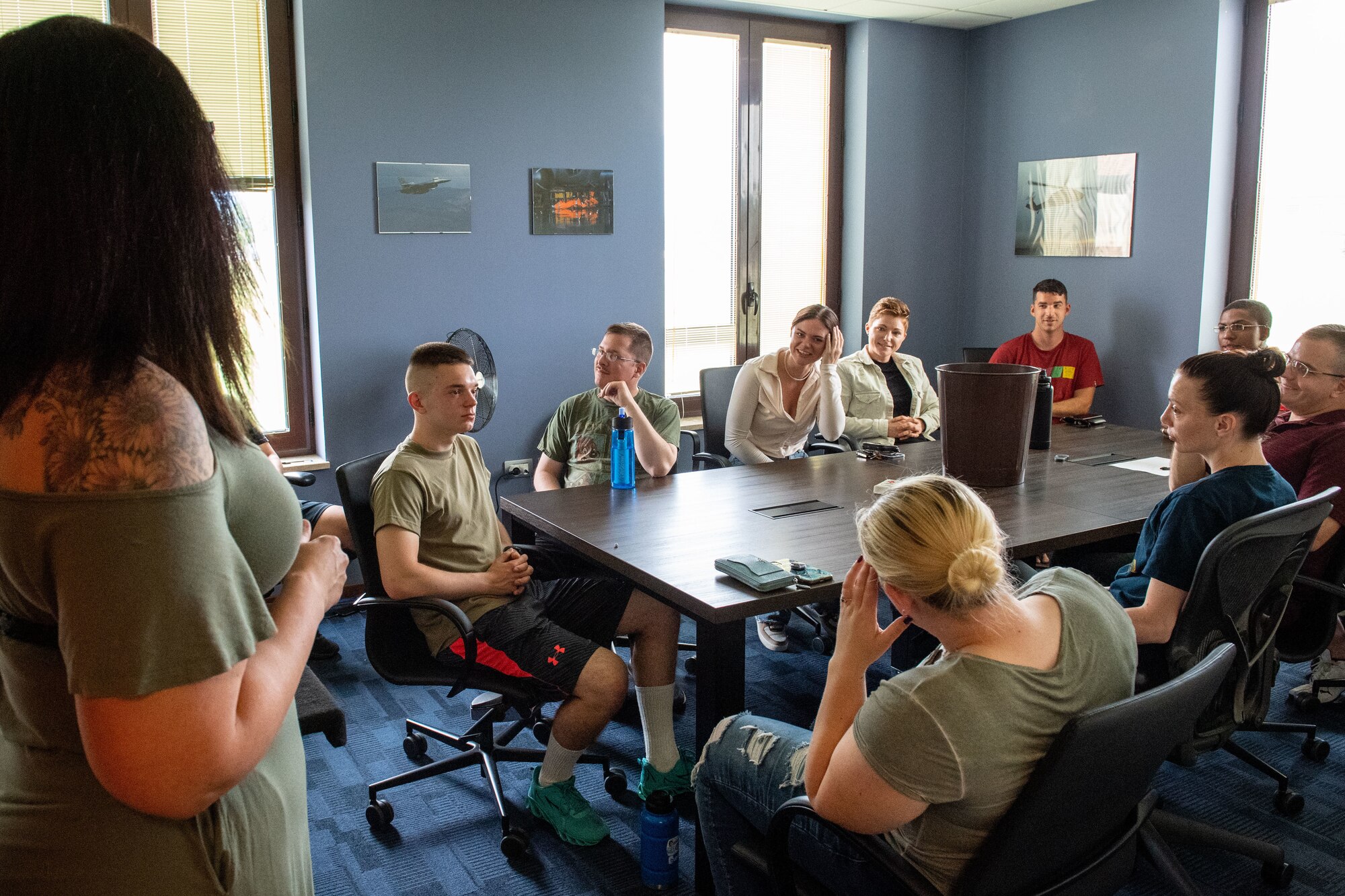 Airmen of the 31st Fighter Wing participate in a small group discussion during Diversity, Equity, Inclusion and Accessibility Day