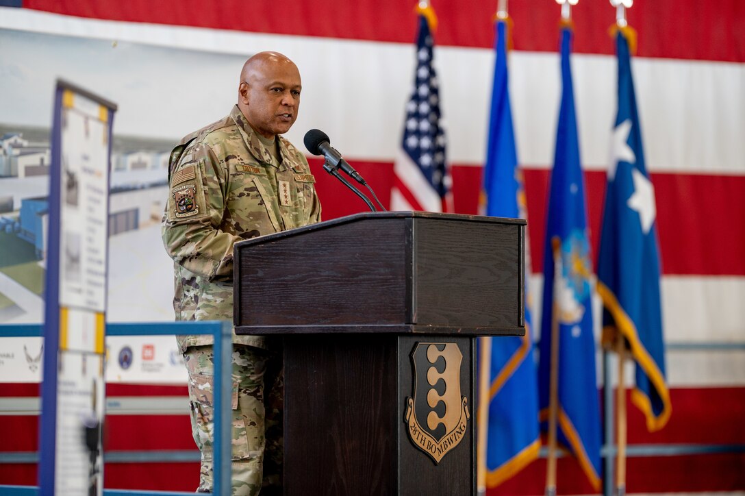 Representatives from the U.S. Army Corps of Engineers, Air Force, the state of South Dakota, and industry partners gathered, May 25, 2022, to conduct an official groundbreaking ceremony for the start of the B-21 “Raider” bomber beddown at Ellsworth Air Force Base.