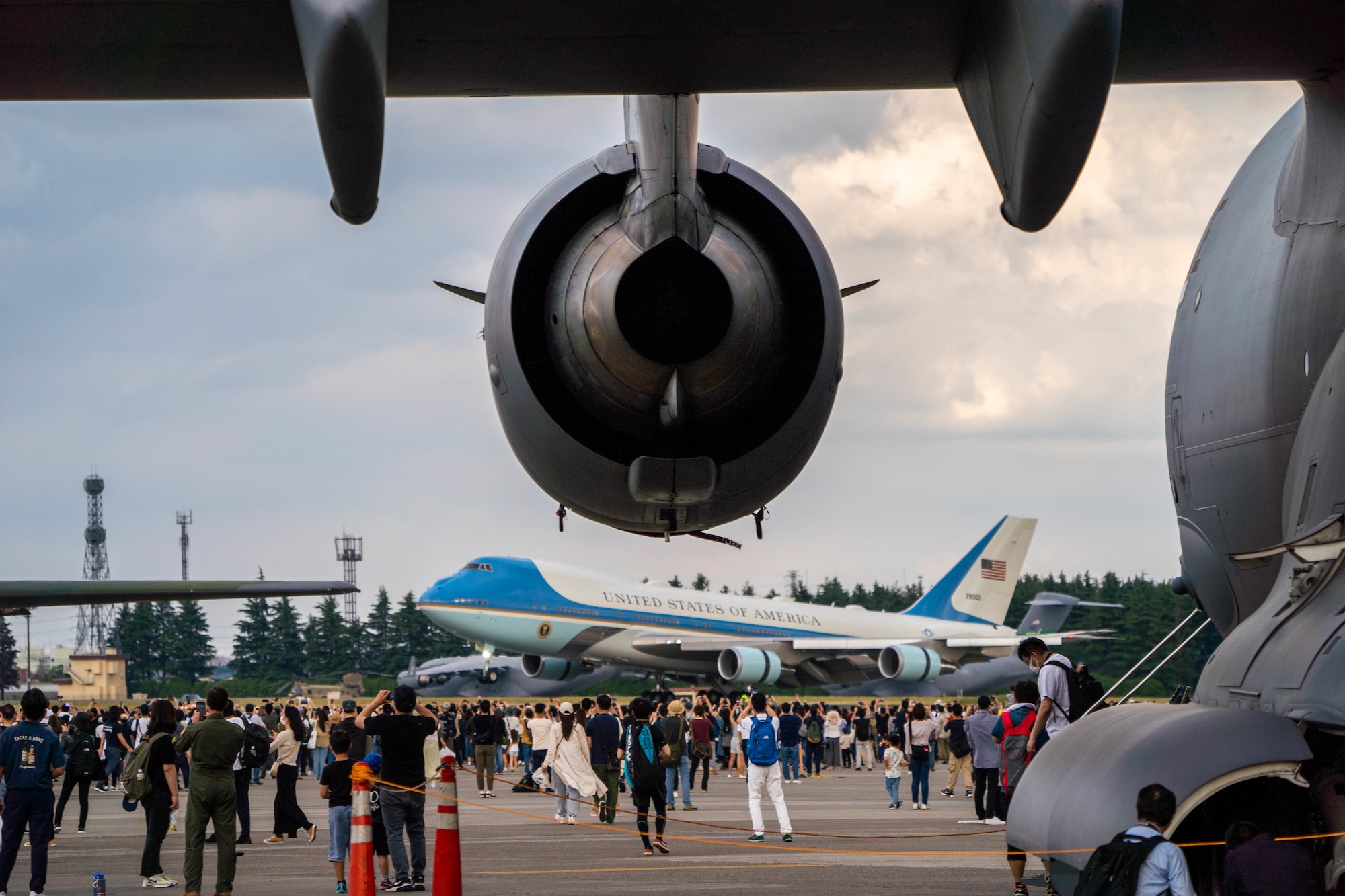 President of the United States Joseph R. Biden arrived at Yokota Air Base, Japan onboard Air Force One, May 22, 2022. President Biden arrived during the Japanese-American Friendship Festival 2022. (U.S. Air Force photo by Airman 1st Class Makensie Cooper)