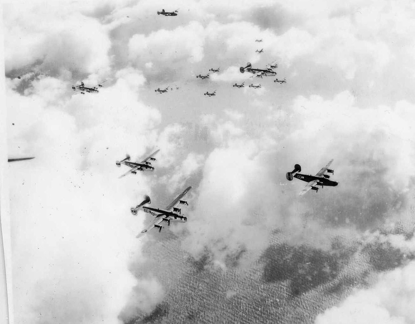 A 446th Bombardment Group flying in formation on June 6, 1944. (Courtesy of the Norfolk and Suflolk Aviation Museum)