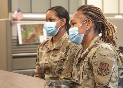 ) Tech. Sgt. Siera Watkins, 349th FSS noncommissioned officer in charge of readiness (left) and Senior Master Sgt. Shakela Matthews, 349th FSS sustainment superintendent, are a few of the key team members who improved the squadron's readiness process.