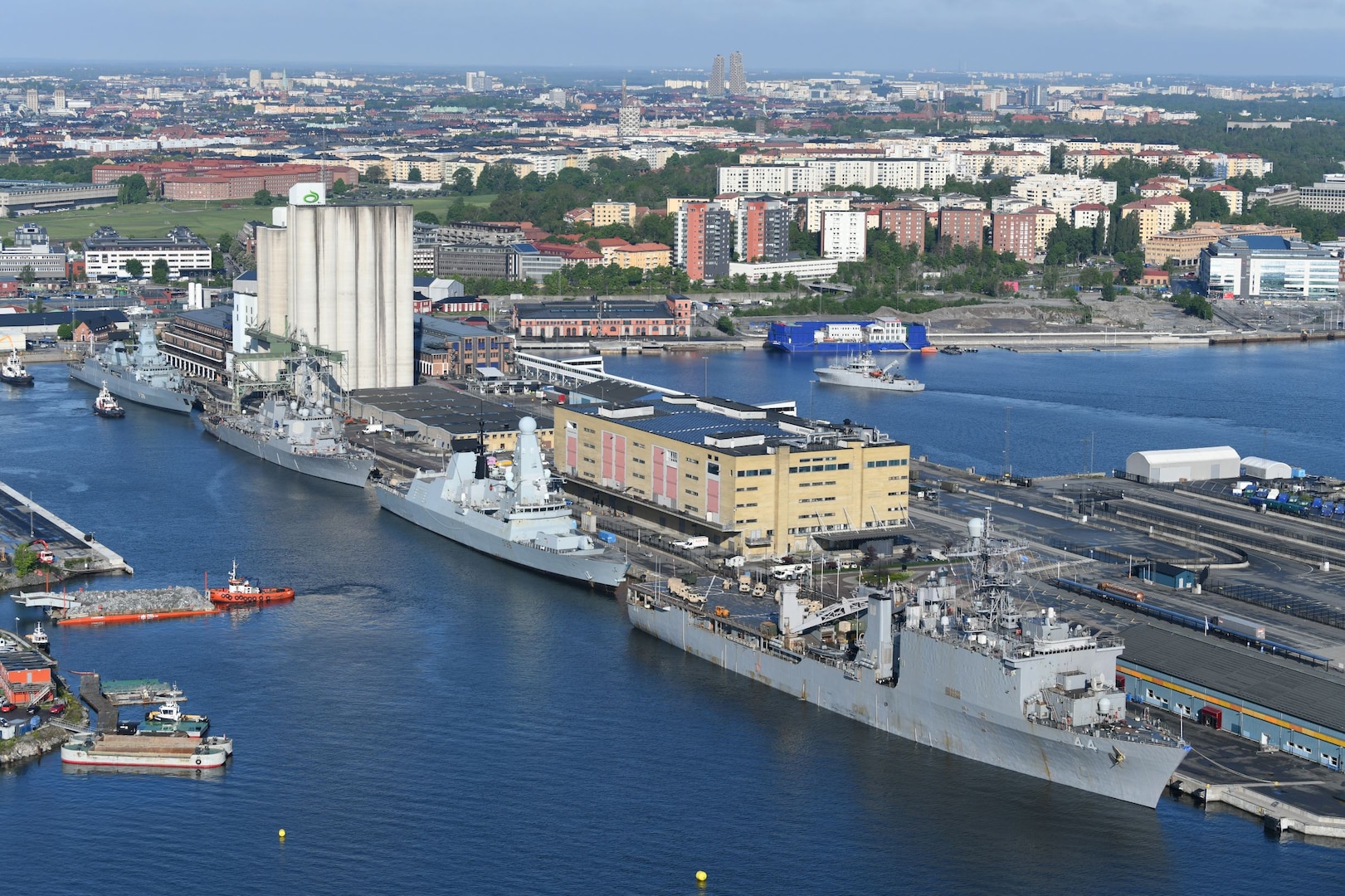 Ships participating in exercise BALTOPS22 prepare to depart Stockholm, June 5, 2022.