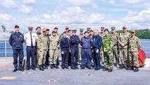 Multinational service members attend the Religious and Spiritual Support Interoperability Initiative Pre-Sail Conference aboard the Blue Ridge-class command-and-control ship USS Mount Whitney (LCC 20) in preparation for exercise BAPTOPS 22.