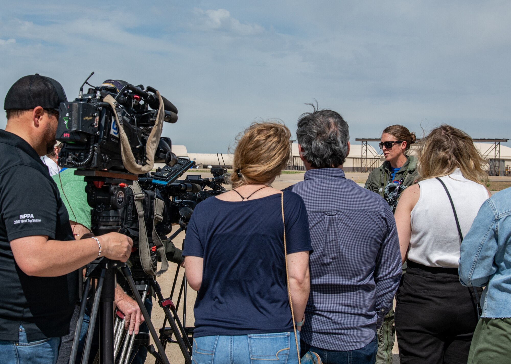 U.S. Air Force Major Kristin Wolfe, F-35A Lightning II Demonstration Team pilot and commander, speaks with members of the media about the demo team mission and the upcoming Wings over the Wasatch Air Show, which will be held June 25-26, on Hill Air Force Base. (U.S. Air Force photo by Staff Sgt. Codie Trimble)