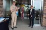 Capt. Rich Jarrett, Commander, Fleet Activities Yokosuka (CFAY), left, and Amy Rule, wife of Ambassador Rahm Emmanuel, commemorate the reopening of Ajisai Heights.