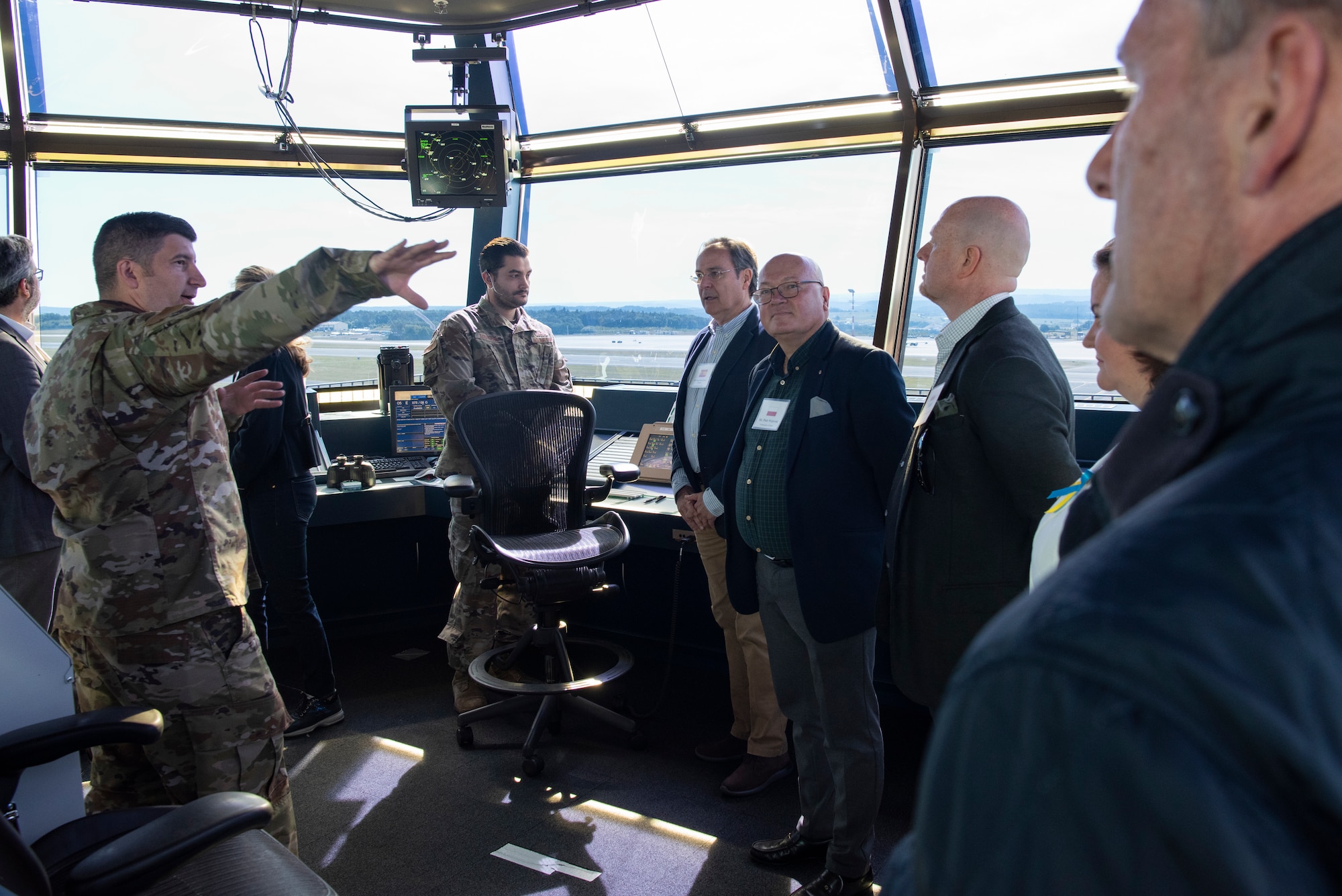 Members of the American Chamber of Commerce in Luxembourg, ambassadors from multiple NATO countries and representatives of the Luxembourg Ministry of Defense travelled to Spangdahlem for mission briefs and a visit with base leadership.
