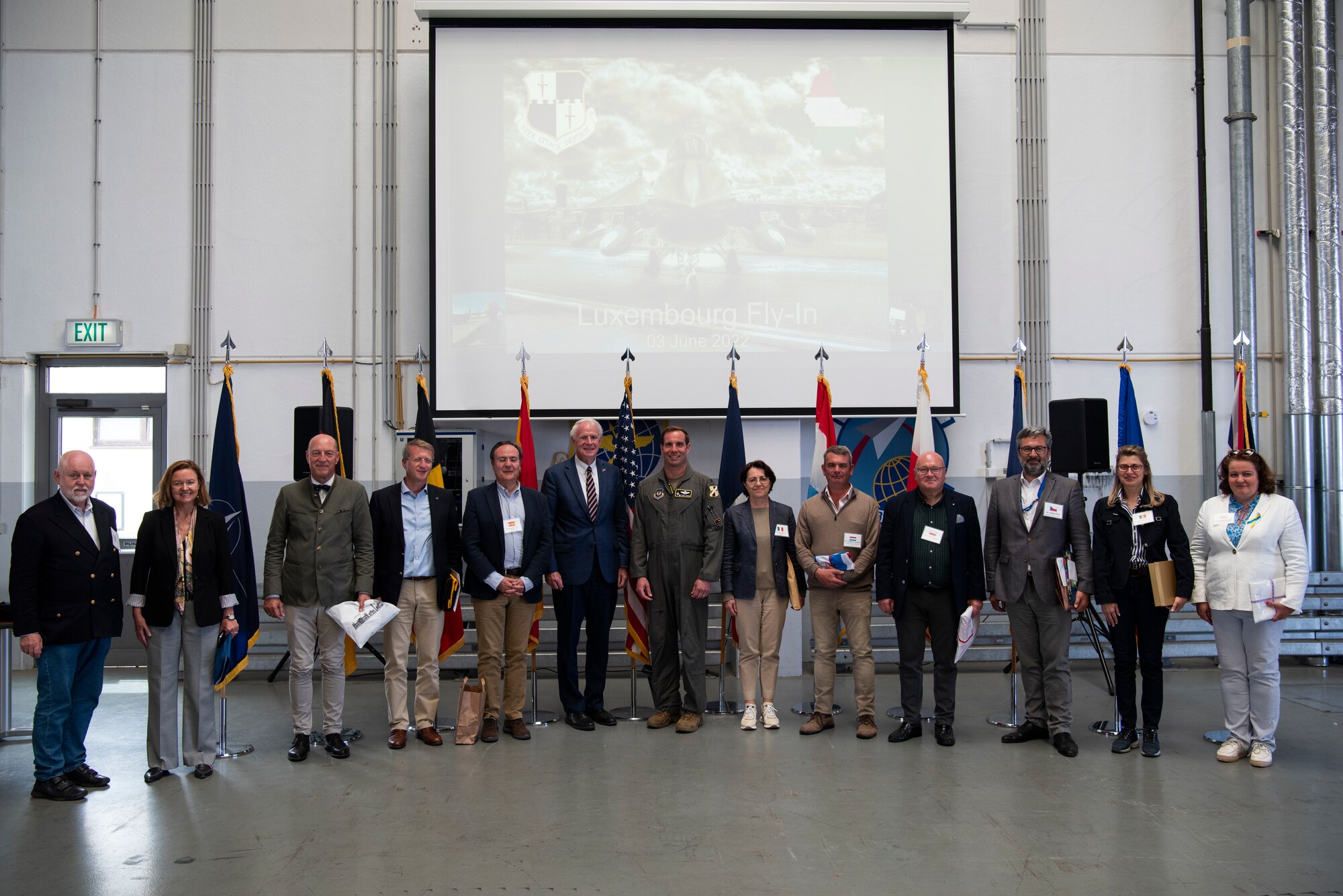 Members of the American Chamber of Commerce in Luxembourg, ambassadors from multiple NATO countries and representatives of the Luxembourg Ministry of Defense travelled to Spangdahlem for mission briefs and a visit with base leadership.