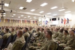Participants from the National Guard and other services receive instructions for Cyber Shield 2022 at Camp Robinson in North Little Rock, Arkansas, June 5, 2022. The mission of Cyber Shield is to develop, train and exercise cyber forces in defending computer networks and responding to cyber incidents.