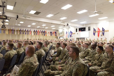 Participants from the National Guard and other services receive instructions for Cyber Shield 2022 at Camp Robinson in North Little Rock, Arkansas, June 5, 2022. The mission of Cyber Shield is to develop, train and exercise cyber forces in defending computer networks and responding to cyber incidents.