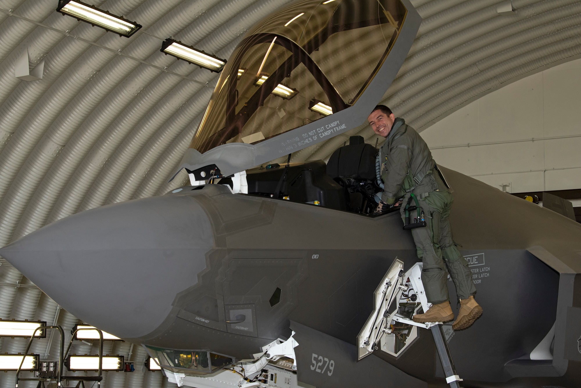U.S. Air Force Lt. Col. Christopher White, 315th Fighter Squadron commander, currently deployed to Spangdahlem Air Base, Germany, prepares an F-35A Lightning II aircraft for take off prior to reaching his 1,000th flight hour milestone, June 3, 2022. Airmen assigned to the Vermont Air National Guard are deployed to Europe in full coordination with host nations and NATO military authorities to increase readiness and enhance NATO's collective defense. (U.S. Air Force photo by Tech. Sgt. Anthony Plyler)