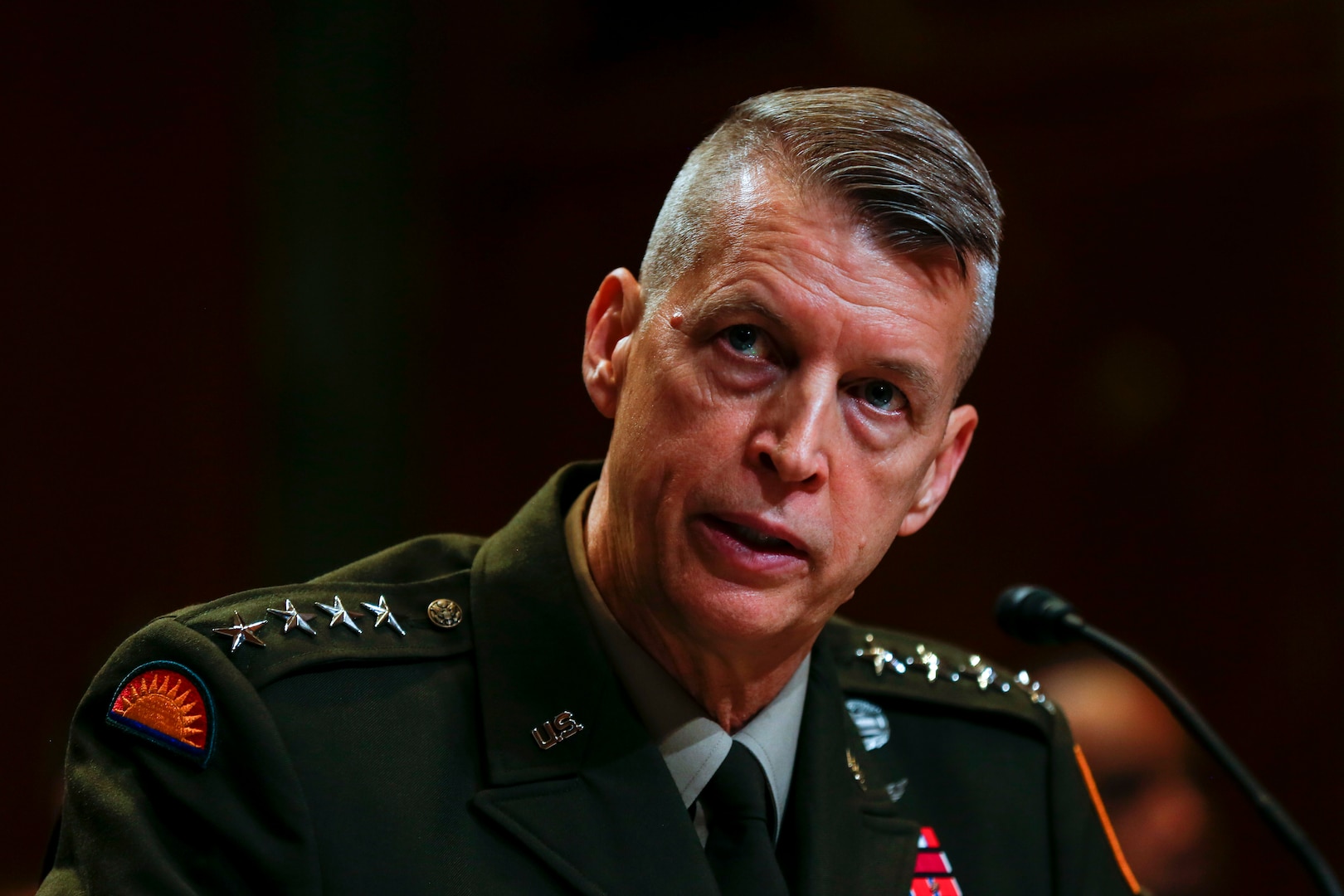 Army Gen. Daniel Hokanson, chief, National Guard Bureau, testifies before the Senate Appropriations Committee, Subcommittee on Defense, during the National Guard and Reserve posture hearing in the Dirksen Senate Office Building on Capitol Hill in Washington June 7, 2022.