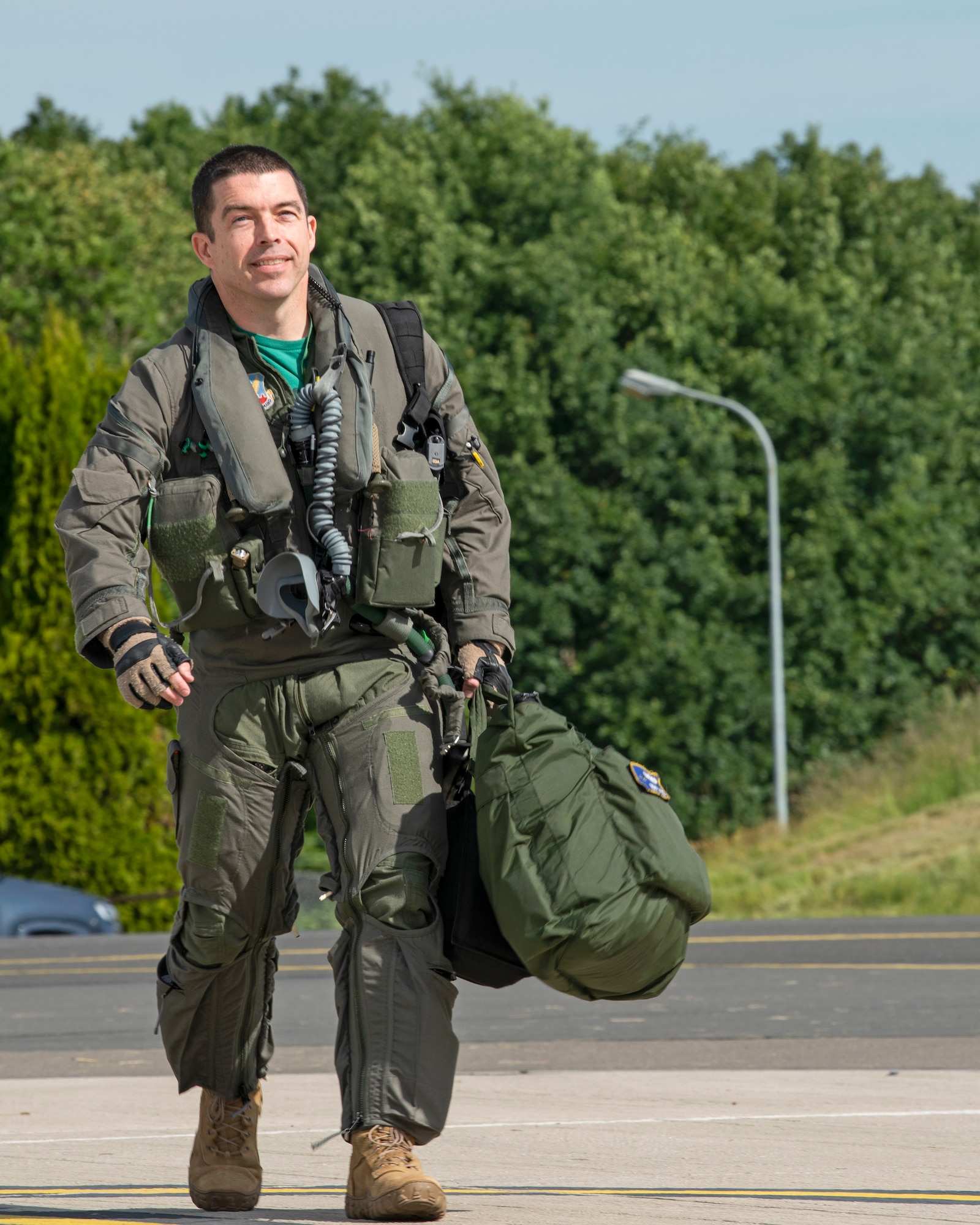 U.S. Air Force Lt. Col. Christopher White, 315th Fighter Squadron commander, currently deployed to Spangdahlem Air Base, Germany, steps to an F-35A Lightning II aircraft, June 3, 2022. White has passed the 1,000 flight hour milestone with three different airframes during his career. (U.S. Air Force photo by Tech. Sgt. Anthony Plyler)