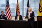 Space Force Chief Technology and Innovation Officer Dr. Lisa Costa speaks to the audience at Arizona State University in Tempe, Ariz., June 7, 2022. During the visit she finalized the agreement, and took time to learn more about ASU's space initiatives and capabilities.