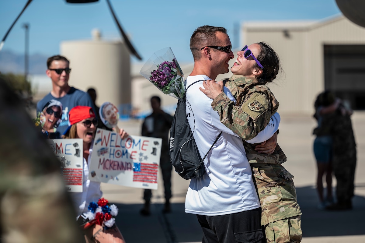 A photo of families reuniting