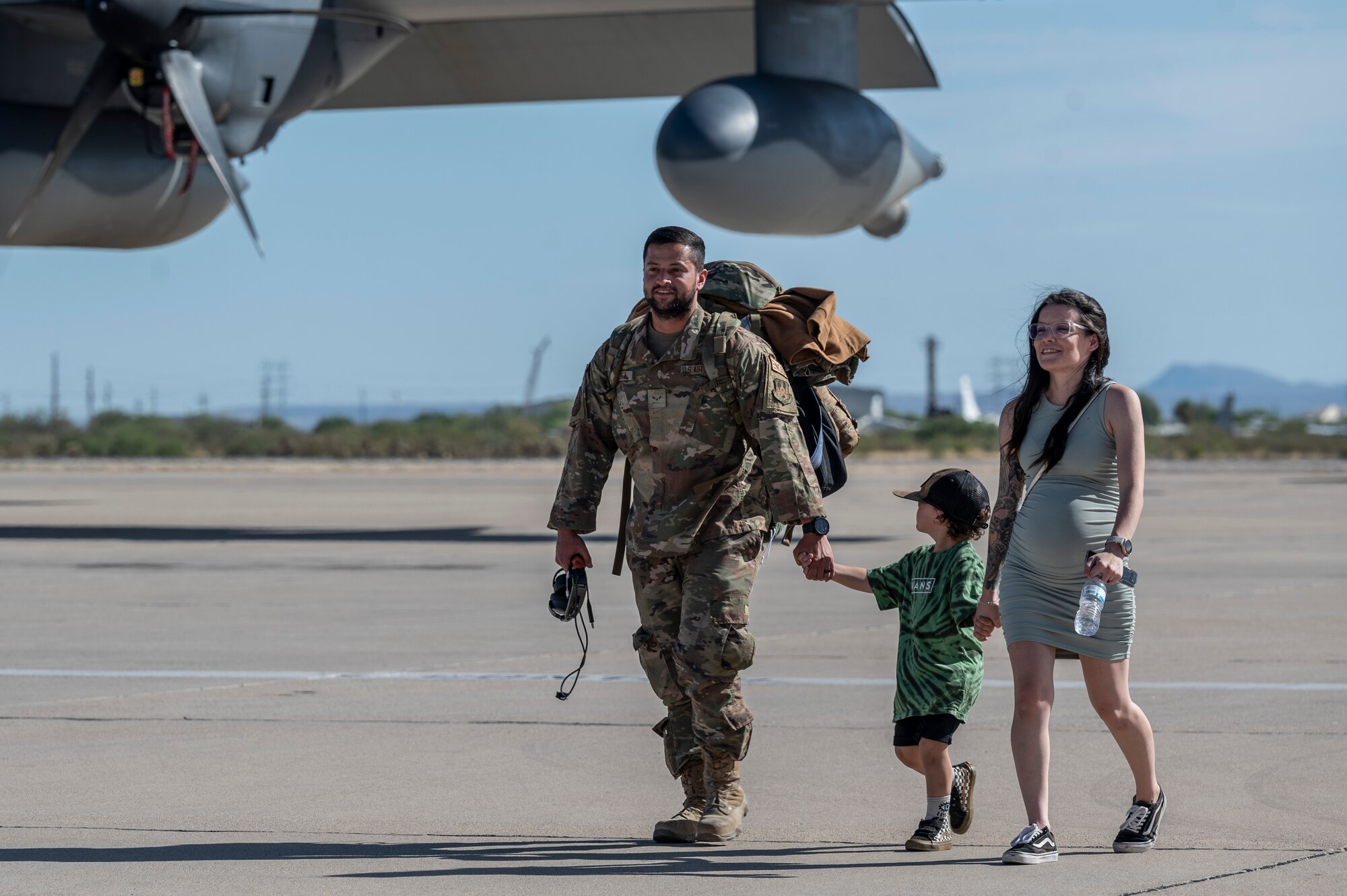 A photo of families reuniting.