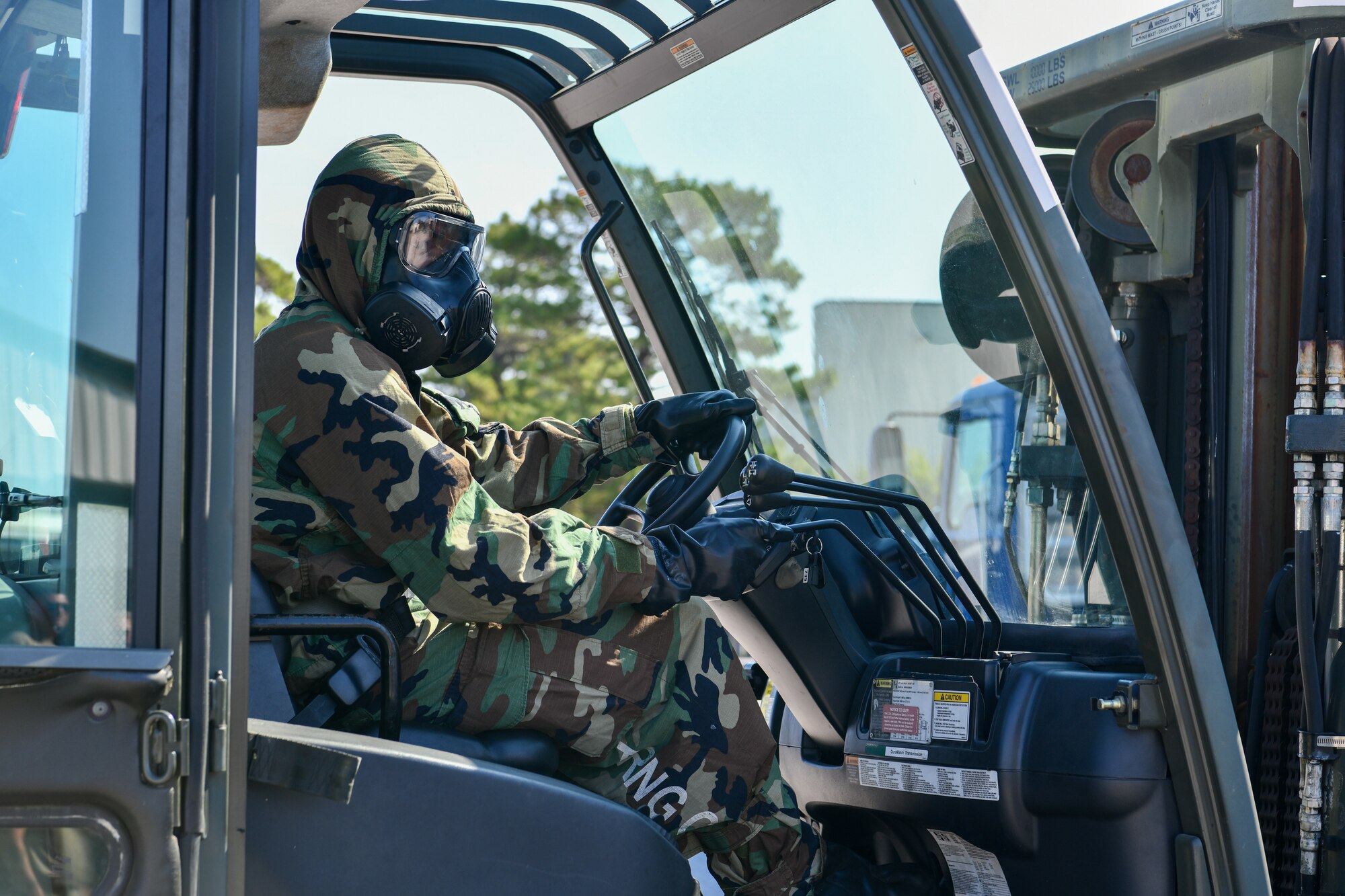 U.S. Air Force Airman 1st Class Jaron Stamper receives instruction
