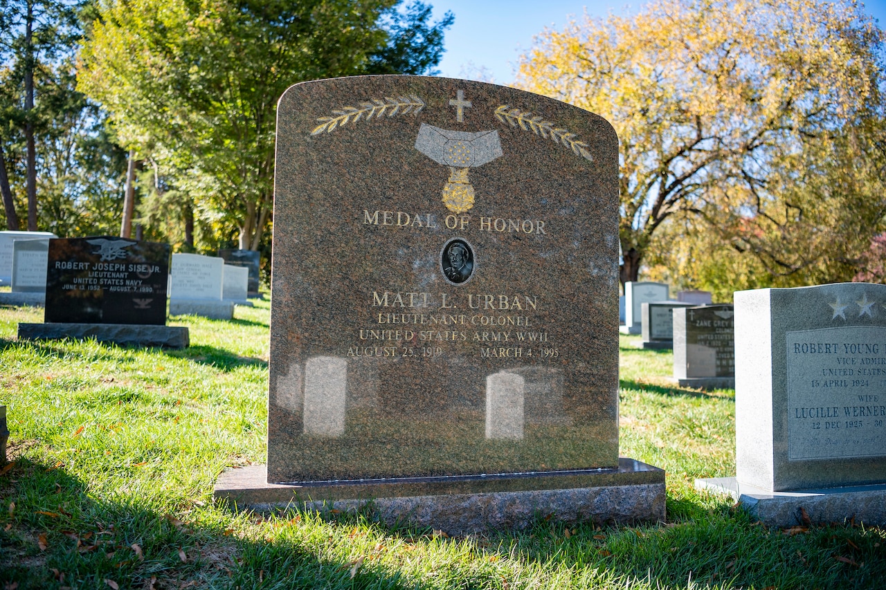 A grave marker in a cemetery.