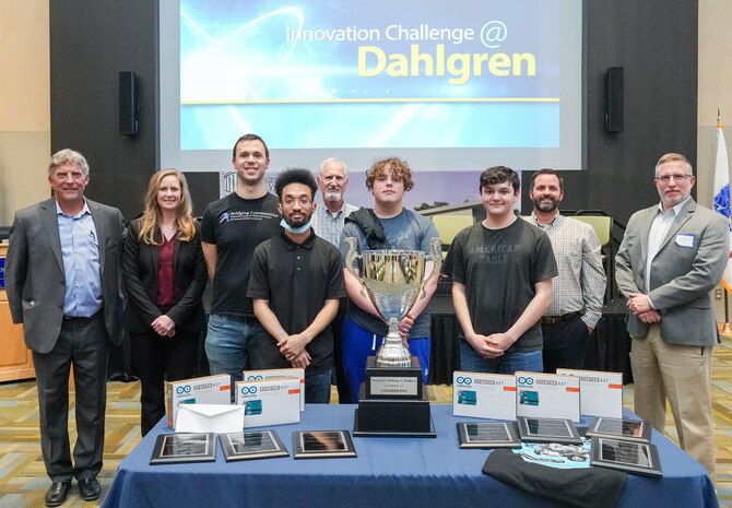 IMAGE: The Bridging Communities Governor’s School robotics team placed third at the Innovation Challenge @Dahlgren. The team earned $500 for their school’s STEM program.