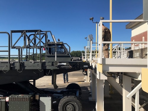 Joint Base Charleston, S.C. –  Hybrid Halvorsen prototype operator evaluating precision maneuvering at Air Mobility Command’s Joint Base Charleston Aerial Port in South Carolina.