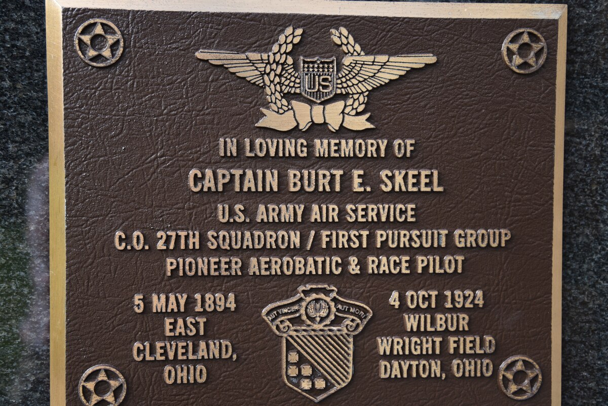 A plaque in the Memorial Park outside the National Museum of the U.S. Air Force honors Capt. Burt Skeel.