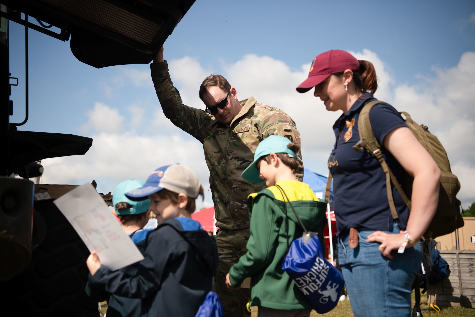 Military members from Royal Air Force Mildenhall and RAF Lakenheath set up stations at the Suffolk Show event at Ipswich, England, June 1, 2022.