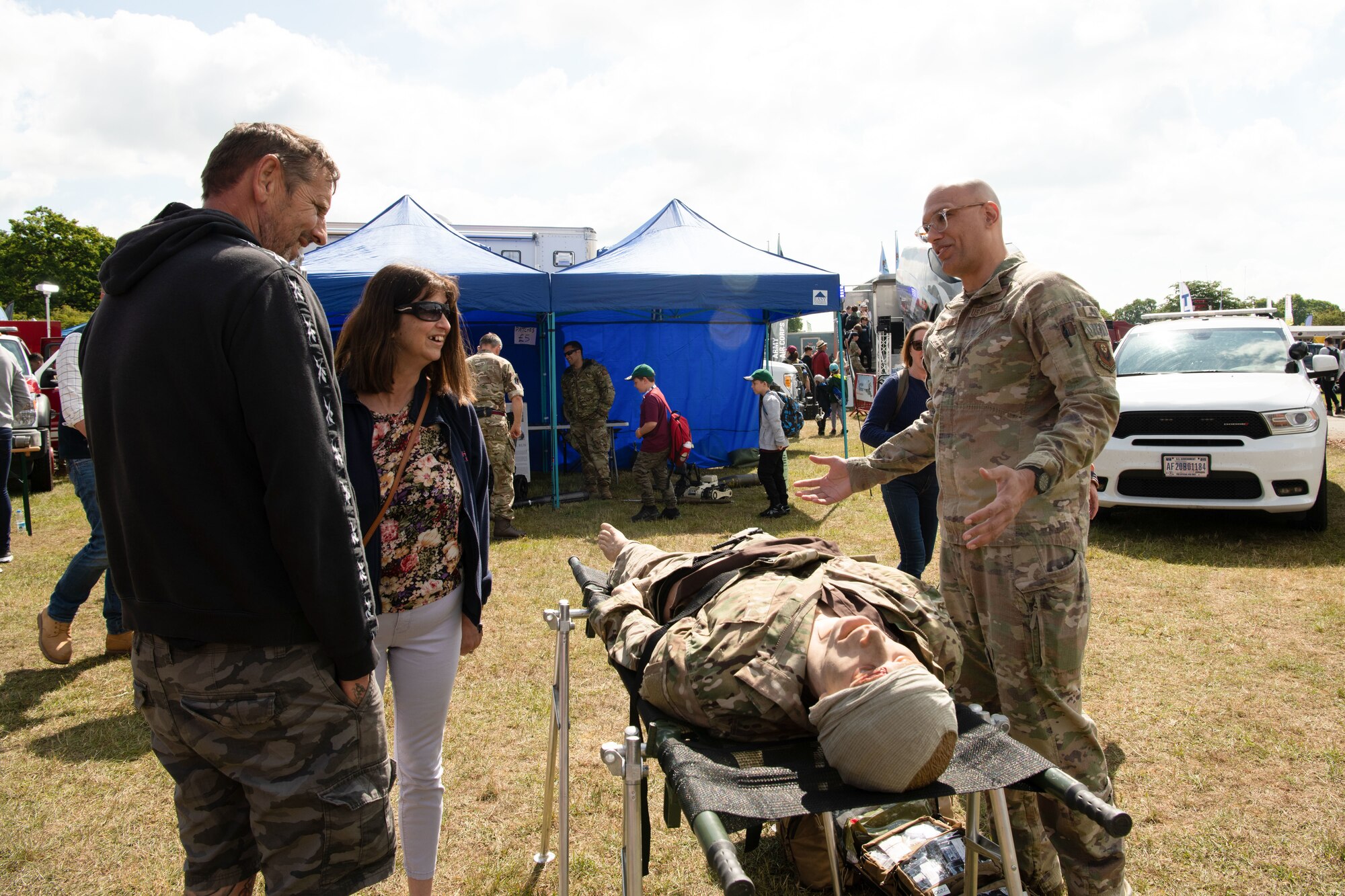Military members from Royal Air Force Mildenhall and RAF Lakenheath set up stations at the Suffolk Show event at Ipswich, England, June 1, 2022.