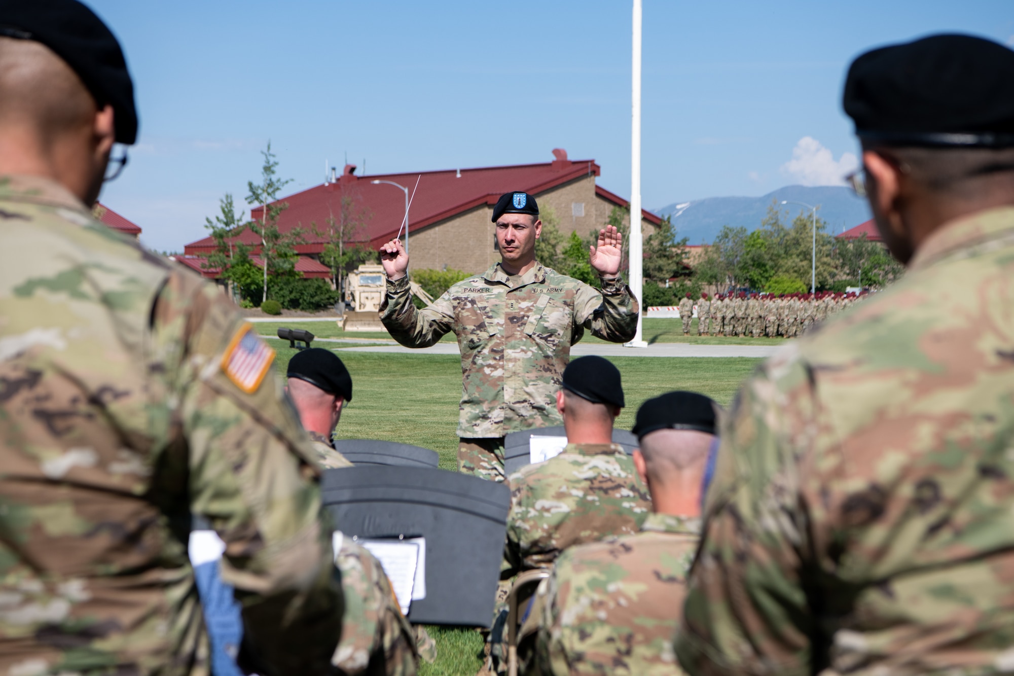 The 9th Army Band performs during a ceremony