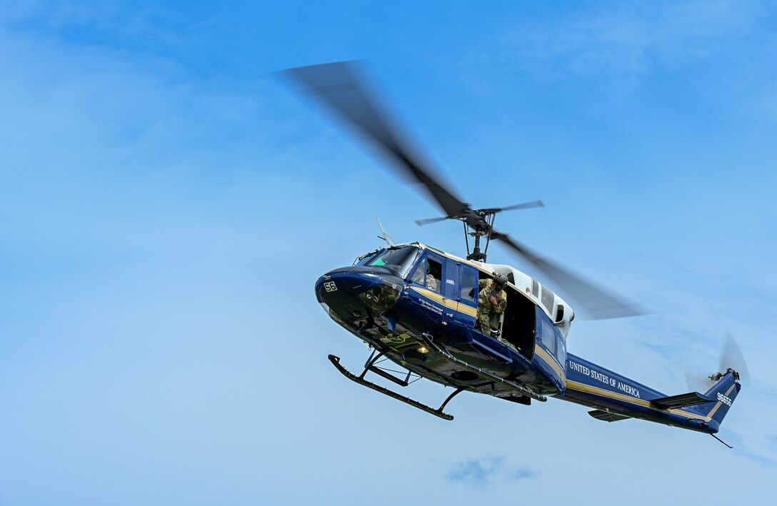 Helicopter takes off