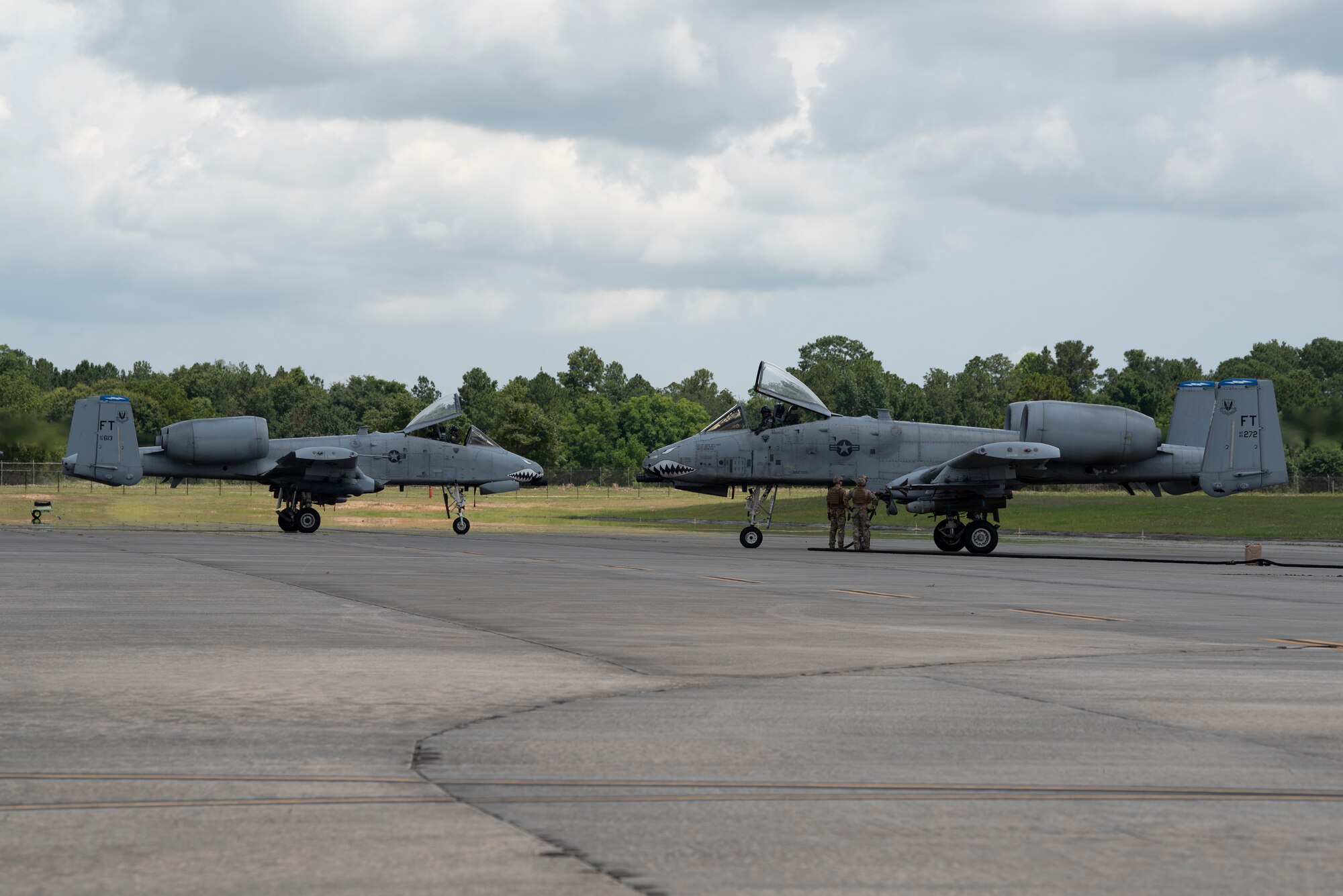 A photo of two A-10C Thunderbolt II's.