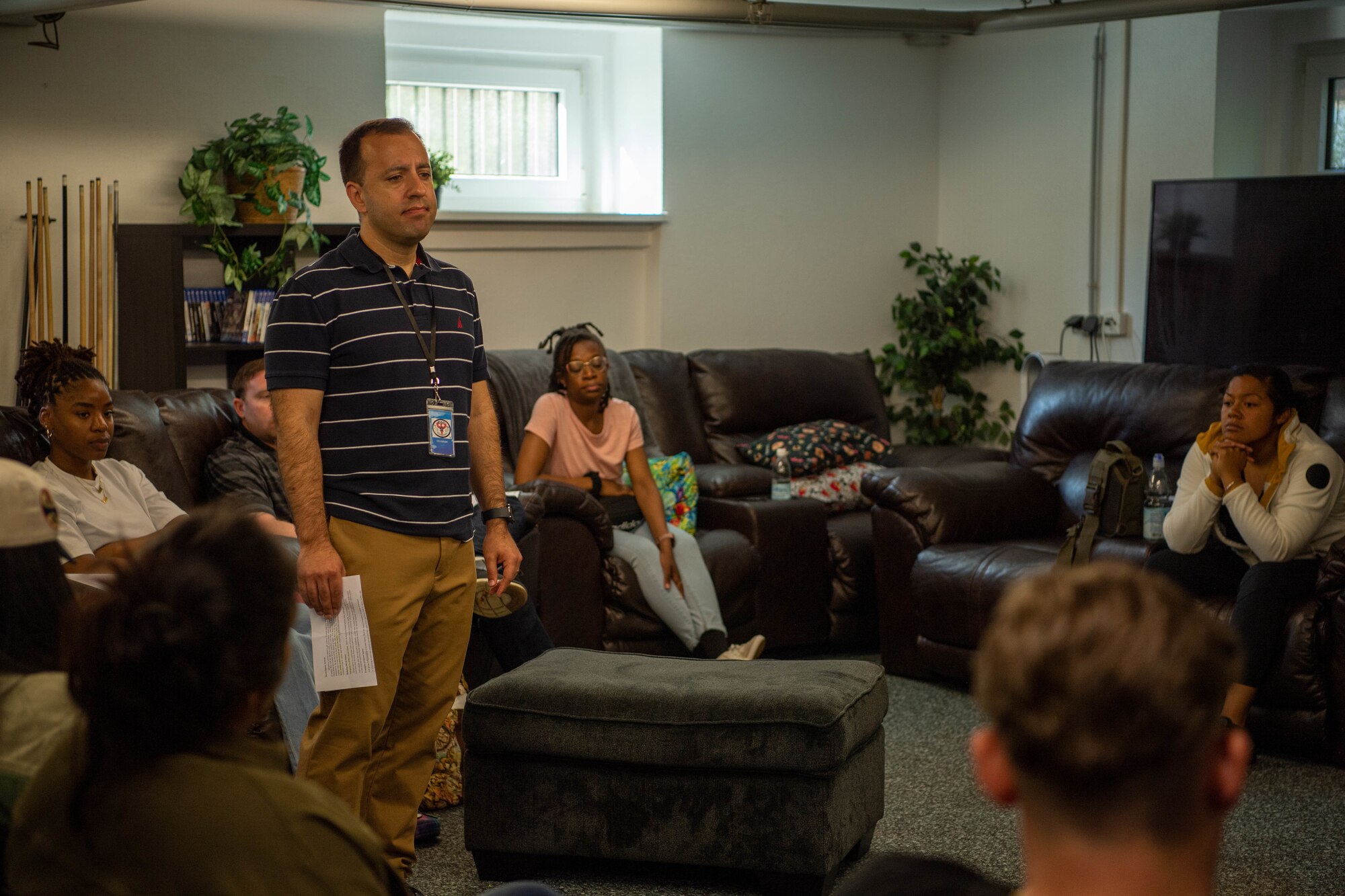U.S. Air Force Chaplain Capt. David Jenkins, 86th Mission Support Group Detachment 1 chaplain, leads a group discussion during the Post Operation Allies Refuge/Welcome Resilience Course at Ramstein Air Base, Germany, June 7, 2022.