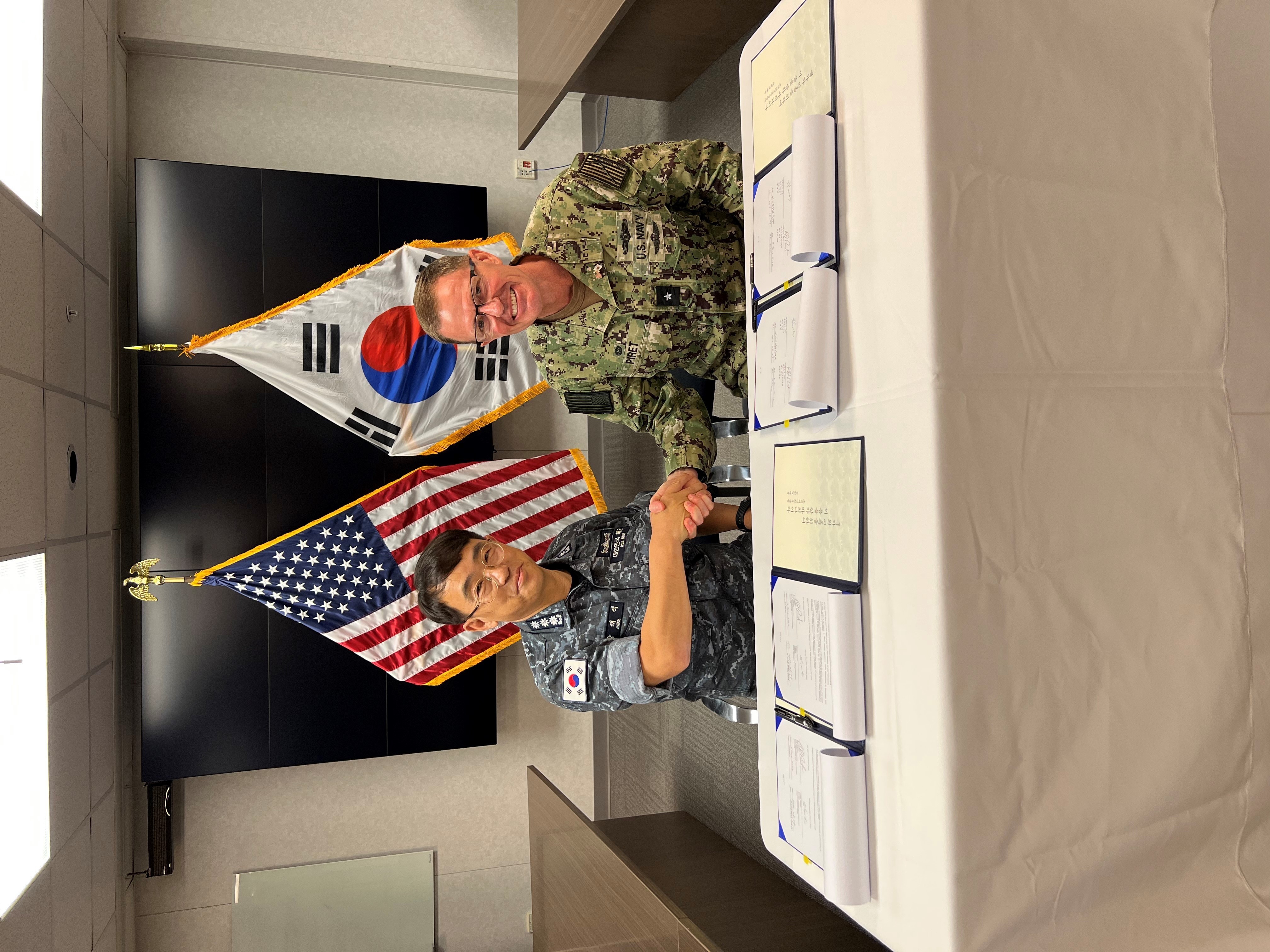 Naval Oceanography hosted representatives from the Republic of Korean Navy (ROKN) for a two-day tour of U.S. Navy (USN) commands at NASA Stennis Space Center, MS and signing of a Memorandum of Understanding (MOU) between the two navies, June 7-8, 2022. 

This MOU, a regularly-signed joint agreement, reaffirms commitment to enhance the ROKN-USN partnership by sharing information on oceanography, hydrography, and meteorology best-practices.

Foundationally, the MOU aligns with the 2022 National Defense Strategy (NDS) priorities: (1) defending the homeland, paced to the growing multi-domain threat; (2) deterring strategic attacks against the U.S., Allies and partners; (3) deterring aggression, while being prepared to prevail in conflict when necessary; and (4) building a resilient Joint Force and defense ecosystem.

“The signing of this agreement is historic and demonstrates our navies’ commitment to continued growth in our oceanographic alliance,” said RDML Ron J. Piret, Commander, Naval Meteorology and Oceanography Command (CNMOC).