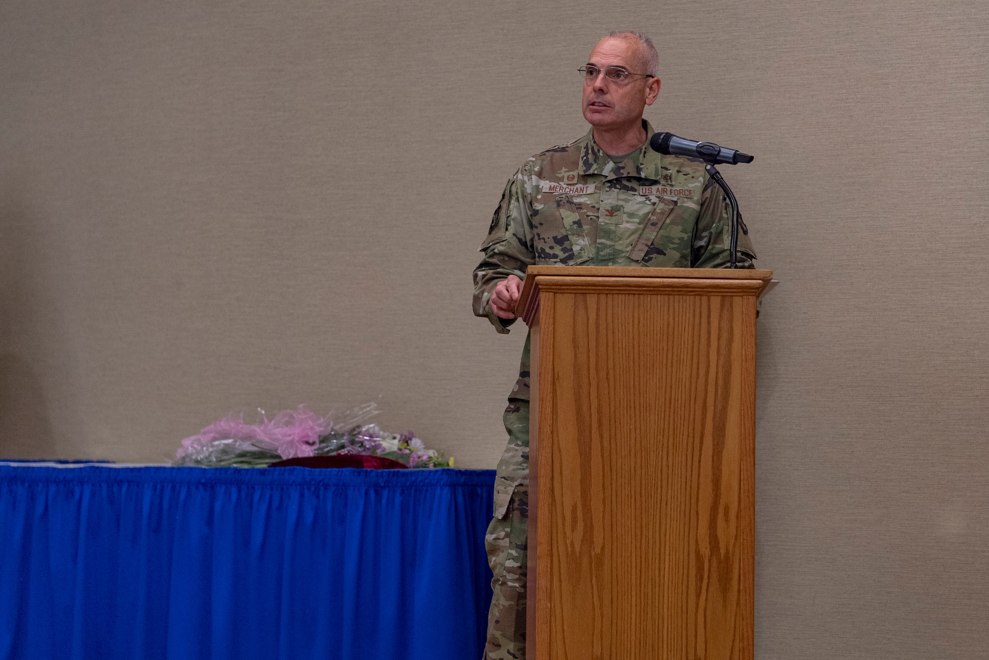Photo of an Airman making remarks