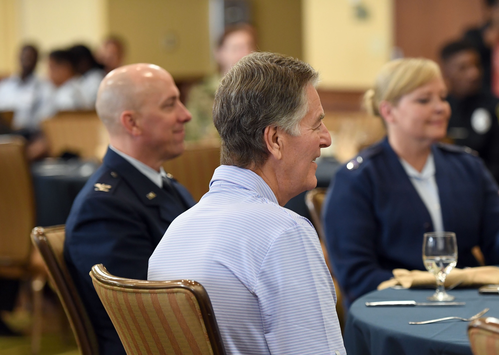 Mayor Andrew "FoFo" Gilich, Biloxi, Mississippi mayor, attends the Biloxi Chamber of Commerce State of Keesler Air Force Base Annual Morning Call inside the Bay Breeze Event Center at Keesler Air Force Base, Mississippi, June 10, 2022. The event is designed to exchange information with business and community leaders and to strengthen Keesler's bond with the local community and allows for vast networking opportunities with business leaders and stakeholders. Furthermore, this is an opportunity for Keesler to highlight its mission to those who are not familiar with its capabilities. (U.S. Air Force photo by Kemberly Groue)