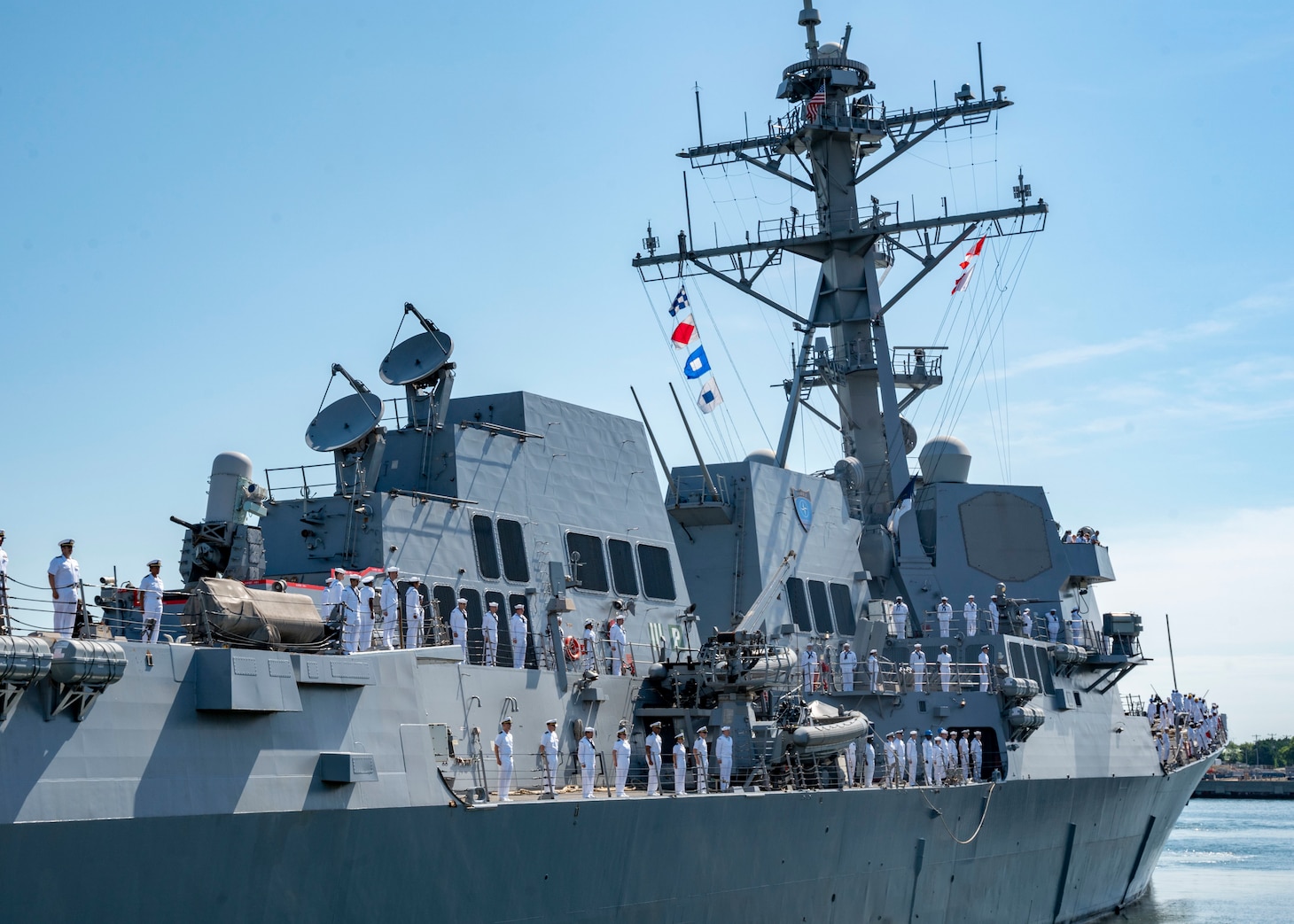 The Arleigh Burke-class guided-missile destroyer USS Forrest Sherman (DDG 98) departed on deployment from its home port of Norfolk, June 11.