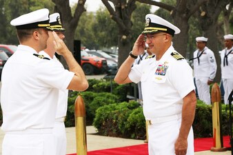 Capt. Marc Ratkus, commanding officer of Center for Information Warfare Training, presided over the change of command ceremony for Information Warfare Training Command San Diego where Cmdr. Tim L. Raymie relinquished command to Cmdr. J. Greg Gabriel on June 10, 2022.